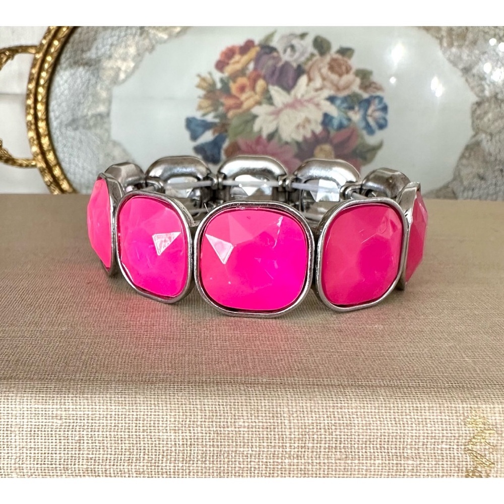 Hot pink Big Crystal Elastic Stretch Bracelet, NEW